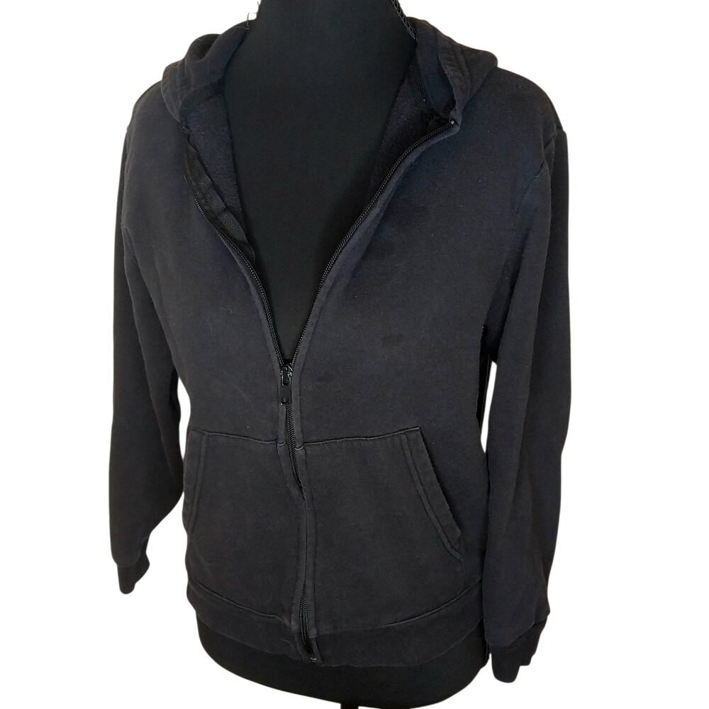 H&M Basics Black Zip-Up Hoodie Youth Unisex Boys Girls 12–14 Classic Sweater